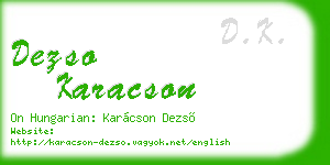 dezso karacson business card
