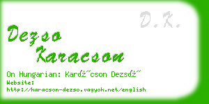 dezso karacson business card